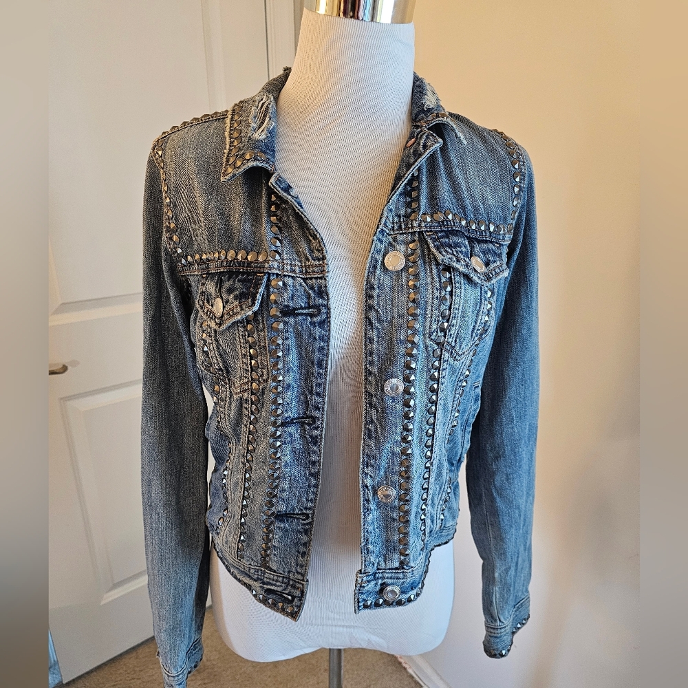American Eagle studded jean jacket XS
